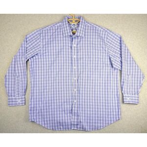 MAGNA CLICK Mens XL Plaid Wrinkle‎ Free Dress Shirt Long Sleeve Button Down